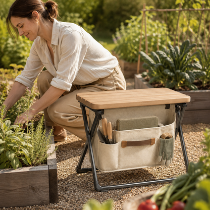 Cedarivia FoldNest Garden Seat & Storage styled setting
