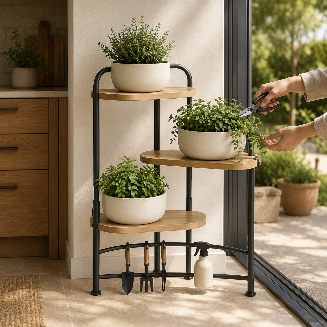 Cedarivia HavenRail Modular Plant Shelf styled setting