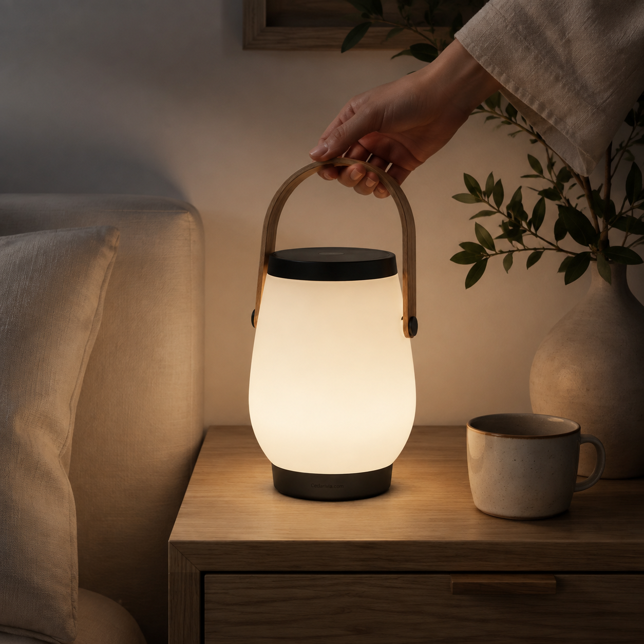 Cedarivia StillGlow Cordless Lamp styled setting
