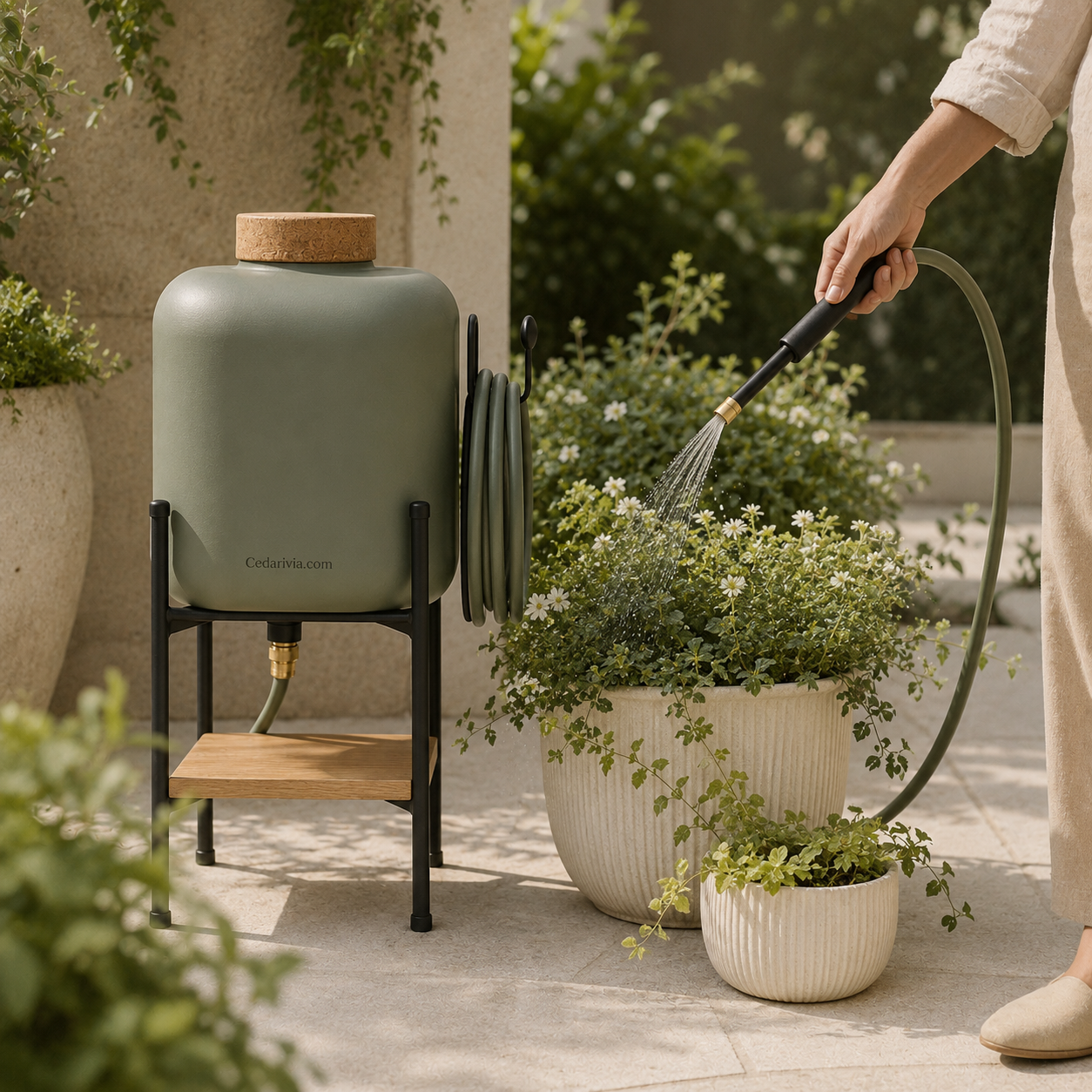 Cedarivia TerraMist Garden Hydration Station styled setting